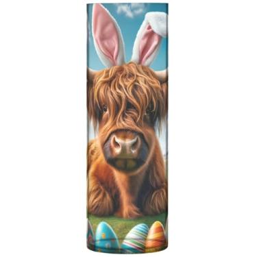 Imagem de Vaso grande de plástico coelhinho de vaca da Páscoa Highland Vasos cilíndricos fofos para decoração de quarto de centro de mesa, estética, 30 cm x 9,9 cm