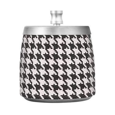 Imagem de Houndstooth Cinzeiro preto branco chique para ervas daninhas, cinzeiro ao ar livre, cinzeiro em pé ao ar livre para pátio