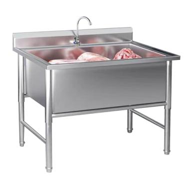 Imagem de Pia de cozinha de estação de trabalho, lavagem de pia de aço inoxidável, pia comercial independente, pia de cozinha de tigela única profunda, pia industrial, pias de lavanderia, banheira de lavanderia