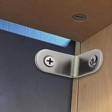 Imagem de Conjunto de 10 peças de aço inoxidável em forma de L, 30 peças com parafusos, suporte resistente para móveis de madeira, mesas, prateleiras, 10 peças
