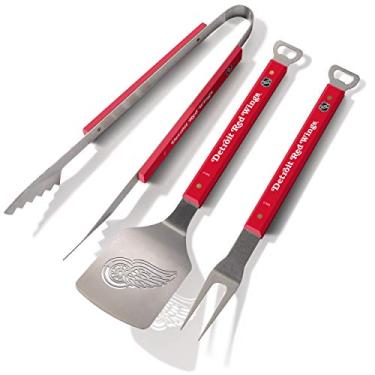 Imagem de YouTheFan Conjunto de 3 peças para churrasco Detroit Red Wings da NHL, aço inoxidável, 56 cm x 23 cm