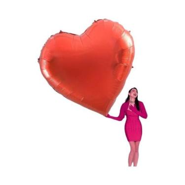 Imagem de Balões Grandes Em Forma De Coração 60in Vermelho Rosa Para Decoração D