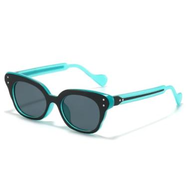 Imagem de HCHES Óculos de Sol Femininos de Luxo com Lentes Degradê em Tartaruga, Cores Casuais e Proteção UV400 (Preto e Verde)