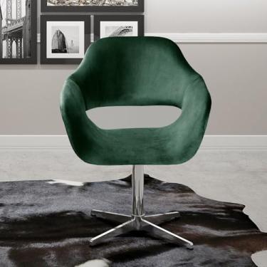 Imagem de Poltrona Decorativa Zara Pé Giratório de Metal Sala Recepção Verde