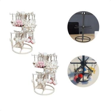 Imagem de Kit 2 Expositor de Chaveiros Giratório De Mesa Em Impressão 3D Preto F
