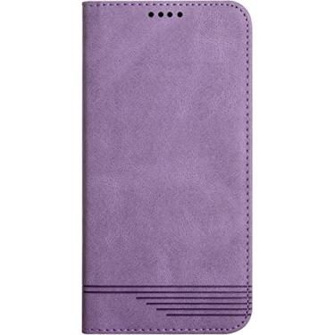 Imagem de EKESA Capa carteira para iPhone 13 Pro Max/13 Pro/13/13 Mini, capa flip magnética folio de couro PU estilo notebook retrô com suporte, capa protetora de corpo inteiro (cor: roxo, tamanho: 13 Pro Max 6,7 polegadas