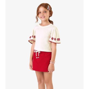 Imagem de Conjunto com Shorts Saia Meia Malha Rovi Kids Bege, 4, Bege