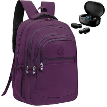Imagem de Mochila Feminina Escolar Grande Trabalho Faculdade + Fone Bluetooth Sem Fio-Feminino