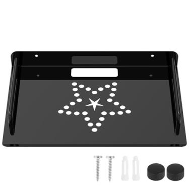 Imagem de UKQRRTC Prateleira de metal para montagem na parede, bandeja de suporte de projetor, design de resfriamento rápido, design de guardrail para projetor, caixa de TV a cabo, roteador, alto-falante, barra