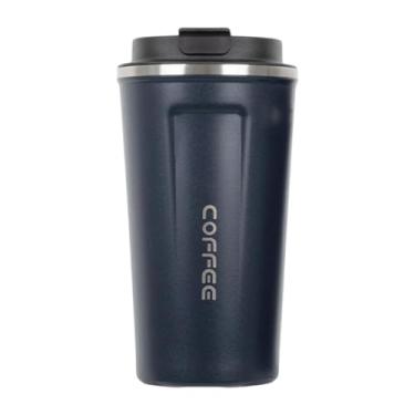 Imagem de MotiveTech Garrafa térmica a vácuo com tampa à prova de vazamentos, caneca de café, garrafa de água isolada para bebidas quentes e geladas, espremedor de frutas, 510ml