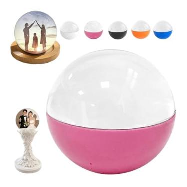 Imagem de HGTRH Bola de cristal, porta-retratos digital, wi-fi, 3D, cristal, foto, memória, esfera, memória, esfera, orbe de memória, vídeo, rosa, versão padrão