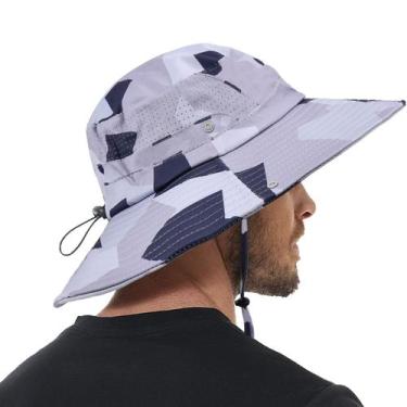 Imagem de Chapéu de sol Rosoz com proteção UV de aba larga UPF 50+ cinza claro