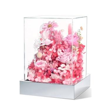 Imagem de Waipfaru Presentes de Dia dos Namorados para ela, rosas preservadas em uma caixa de cúpula de vidro, flores eternas em acrílico, presentes de Dia de Galentinos para mulheres, mãe, avó, sogra (rosa)