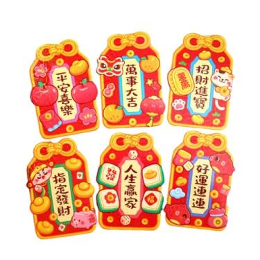 Imagem de Envelope vermelho de 2025 anos 6 peças Melhores desejos tradicional festival de primavera padrão cobra envelope dinheiro sacos para dinheiro (estilo 6)