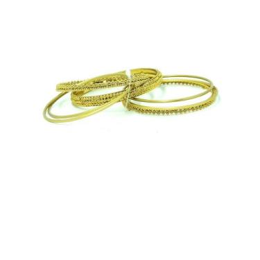 Imagem de Conjunto de Pulseiras Indiana Dourada 7 Argolas - Loja da Índia