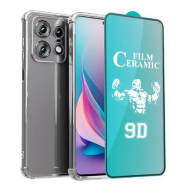 Imagem de Kit Capa Anti Impacto Transparente + Película de Cerâmica 9D Flexível Compatível MotoroIa Moto EDGE 50 PRO