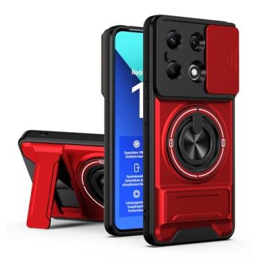 Imagem de SORAKA Capa para Xiaomi Redmi Note 13 4G com suporte,proteção de lente com janela e capa dupla de PC e TPU compatível com suporte magnético para carro