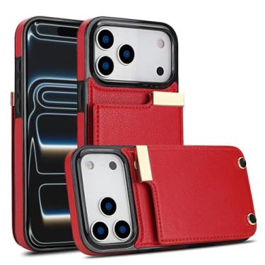 Imagem de Capa carteira porta-cartão de órgão para iPhone 17/17 Air/17 Pro/17 Pro Max, capa de couro elegante à prova de choque, design magnético forte e resistente a riscos (vermelho, 17 Pro Max)