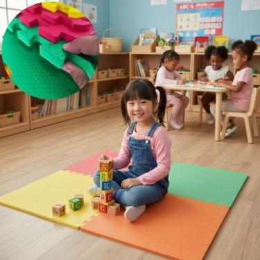 Imagem de Kit 6 Placas Tatame Tapete Tapetinho Piso EVA 50X50X1cm 10mm Espessura