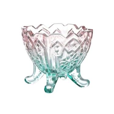 Imagem de Tigelas de sobremesa pequenas vintage de vidro em relevo, copos de sobremesa de vidro com pés coloridos para sudae, sorvete, frutas, salada (multicolorido)