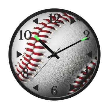 Imagem de STAYTOP Relógio de parede LED de beisebol branco 3D para quarto com brilho noturno, relógios de parede silenciosos de 30 cm para decoração de sala de estar, controle de som, relógio de parede moderno