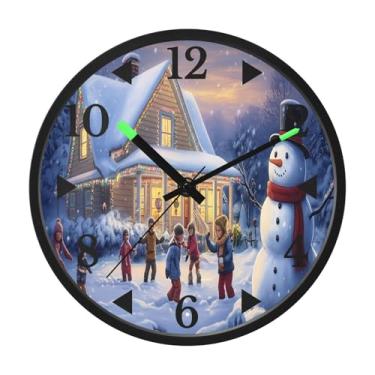 Imagem de STAYTOP Relógio de parede LED de véspera de Natal para quarto com brilho noturno, relógios de parede silenciosos de 30 cm para decoração de sala de estar, controle de som, relógio de parede moderno