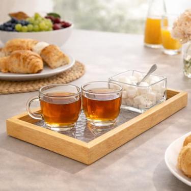 Imagem de Bandeja Decorativa Multiuso Retangular Acrílico Antiderrapante (Marrom Claro)