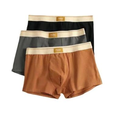 Imagem de Cuecas Boxer Masculinas De Algodão Respirável 3 Peças U Convexo Roupa 