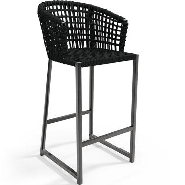 Imagem de Banqueta Decorativa Para Área Gourmet Cozinha Varanda Corda Náutica Porto D04 Preto - Lyam Decor