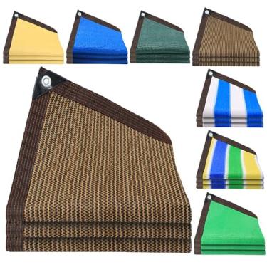 Imagem de 90% pano de proteção solar com bloqueio UV, rede de sombreamento de 6 x 12 m com ilhós de aço inoxidável, ideal para pátio, pérgola, varanda, galinheiro, canil - cor marrom