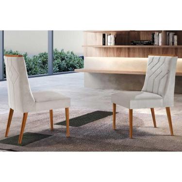 Imagem de Kit 2 Cadeiras De Cozinha Nevada 2 Un Madeira Capuccino Suede Creme Rufato