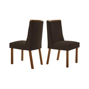 Imagem de Cadeira De Cozinha Montreal Kit 2 Un Imbuia Suede Marrom Rufato