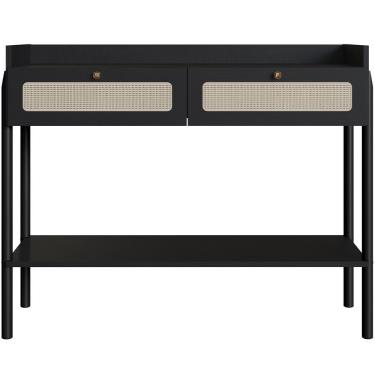 Imagem de Aparador Para Sala De Estar 2 Gavetas Pés Madeira Moss A03 Nero Preto