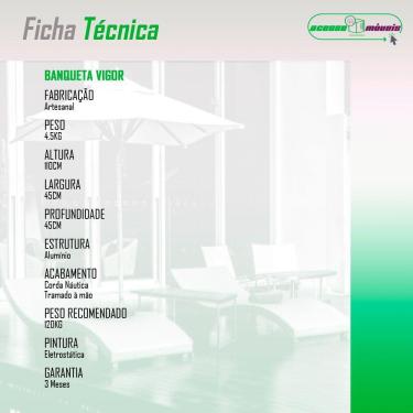 Imagem de Banqueta Alta Vigor Em Alumínio E Corda Náutica Azul Azul-cinza