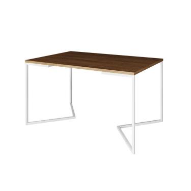Imagem de Mesa Jantar Industrial Amêndoa Retangular 137X90Cm Base V Ferro Branco