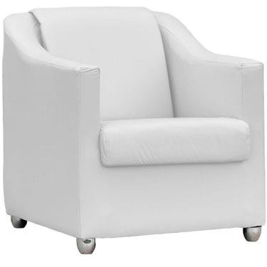 Imagem de Poltrona Decorativa Para Sala Mila Corino Cores Pé De Plástico Cromado - Branco, Corino