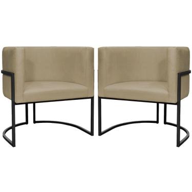 Imagem de Kit 2 Poltronas Luna Suede Cores Base De Ferro Preta - Nude, Suede