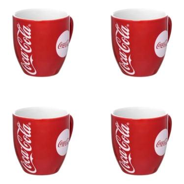 Imagem de Kit Jogo 4 Canecas Coca-Cola Em Cerâmica 300ml - Vermelho