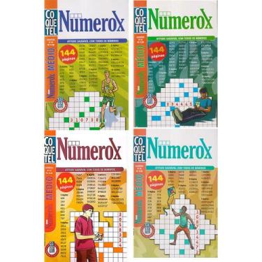 Imagem de Kit 4 Livros Passatempos Coquetel Com Números Numerox Nível Médio Cole
