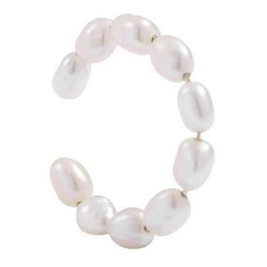 Imagem de Piercing Argola Orelha Falso Fake Pérola Dourado Barato M - De Castro 