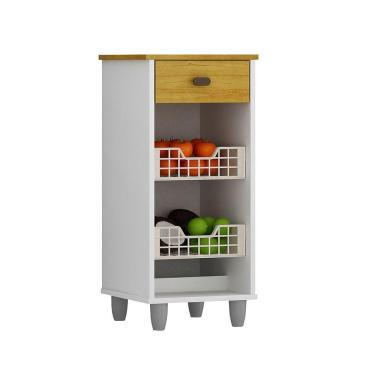 Imagem de Fruteira De Chão Zaya Multiuso Flex 1 Gaveta Mobilihouse Cinamomo Com Branco Acetinado