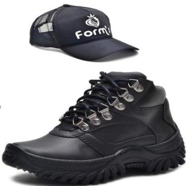 Imagem de Kit Coturno Adventure com Recortes Cano Médio Infantil Solado Borracha e Boné-Masculino