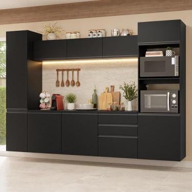 Imagem de Armário de Cozinha Completa 280 cm Suspenso Preto Nice Madesa 06, Pret