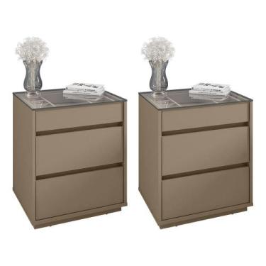 Imagem de Kit 2 Mesas de Cabeceira Belize 3 Gavetas - Casa D, Fendi