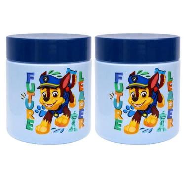 Imagem de Kit 2 Pote Infantil 550ml Patrulha Canina Lanches Biscoitos - Azul - B