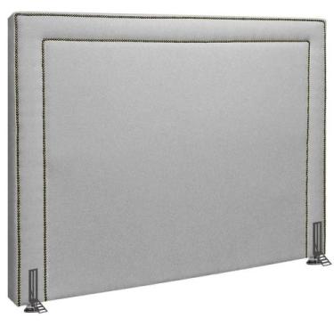 Imagem de Cabeceira Box Casal 138cm Linho Bouclê Dama Luxo Cinza - SOFA STORE