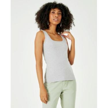 Imagem de Blusa Básica Feminina Decote U Em Cotton Conforto - Malwee, Cinza, G