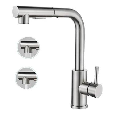 Imagem de Torneira Cozinha Bancada Gourmet Com Extensor Ducha Inox Cor - Congrat