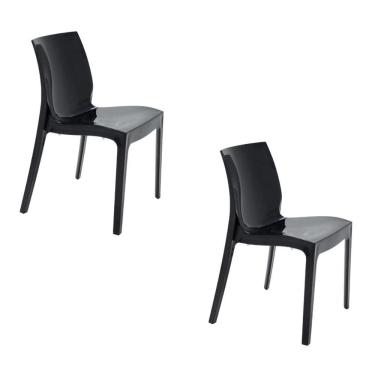 Imagem de KIT 2 Cadeiras Alice Brilho Polipropileno Pretas Tramontina