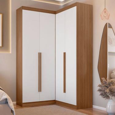 Imagem de Guarda-Roupa Casal Modulado Salvo 4 Portas 4 Gavetas Branco/Freijó - Pnr Móveis